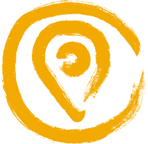 Likewise illustration of a location pin inside a yellow circle.